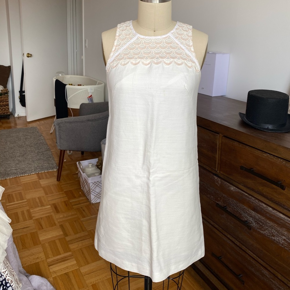 White and pink shift dress